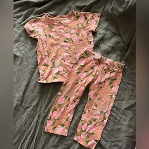 little james organic cotton dusty rose vintage floral outfit 2-3t